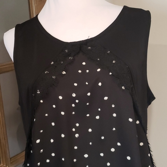 WORTHINGTON Blk Wht Demi Dot Sleeveless Top - Picture 2 of 8